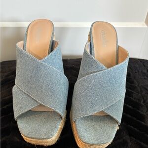 Charles by Charles David Denim Wedge Sandals Size 8.5